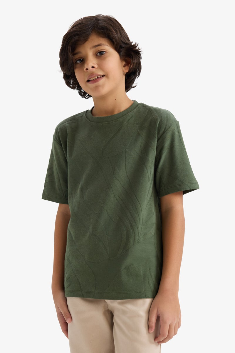 DeFacto Green Boy Boy Regular Fit Crew Neck Short Sleeve T-Shirt Casual - Image 3